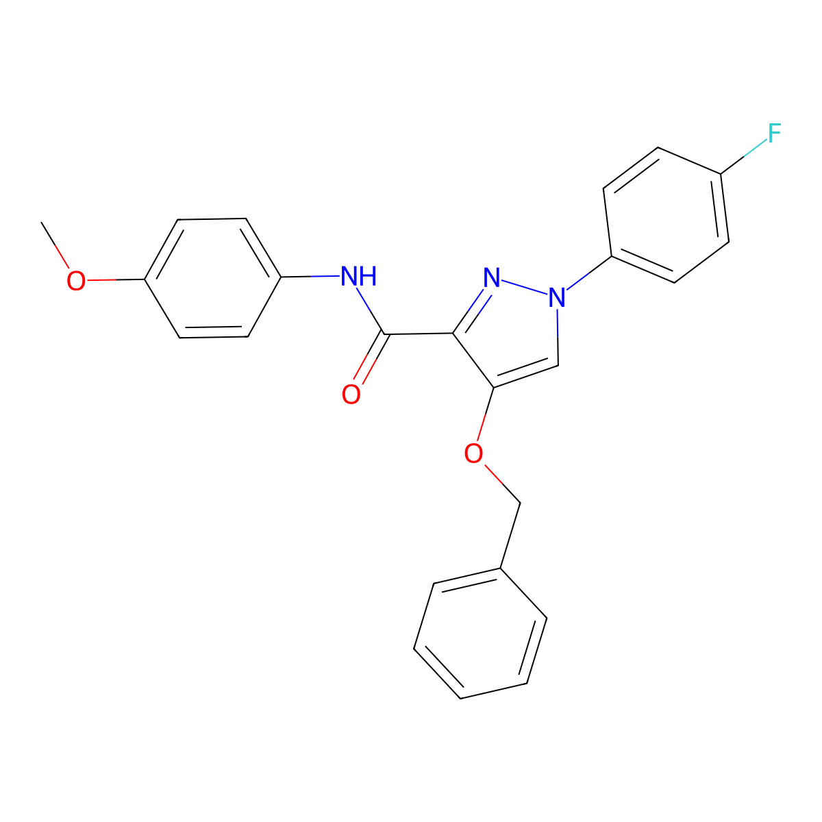 4-(benzyloxy)-1-(4-fluorophenyl)-N-(4-methoxyphenyl)-1H-pyrazole-3-carboxamide molecular structure, CAS 1209951-57-4