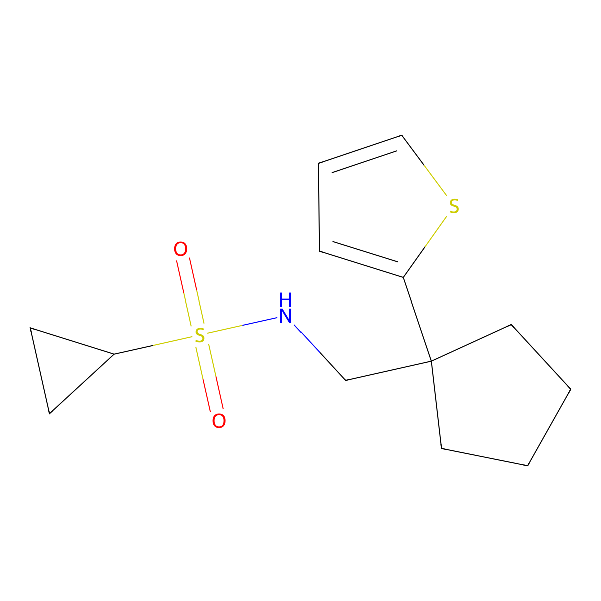 N-{[1-(thiophen-2-yl)cyclopentyl]methyl}cyclopropanesulfonamide molecular structure, CAS 1209954-50-6