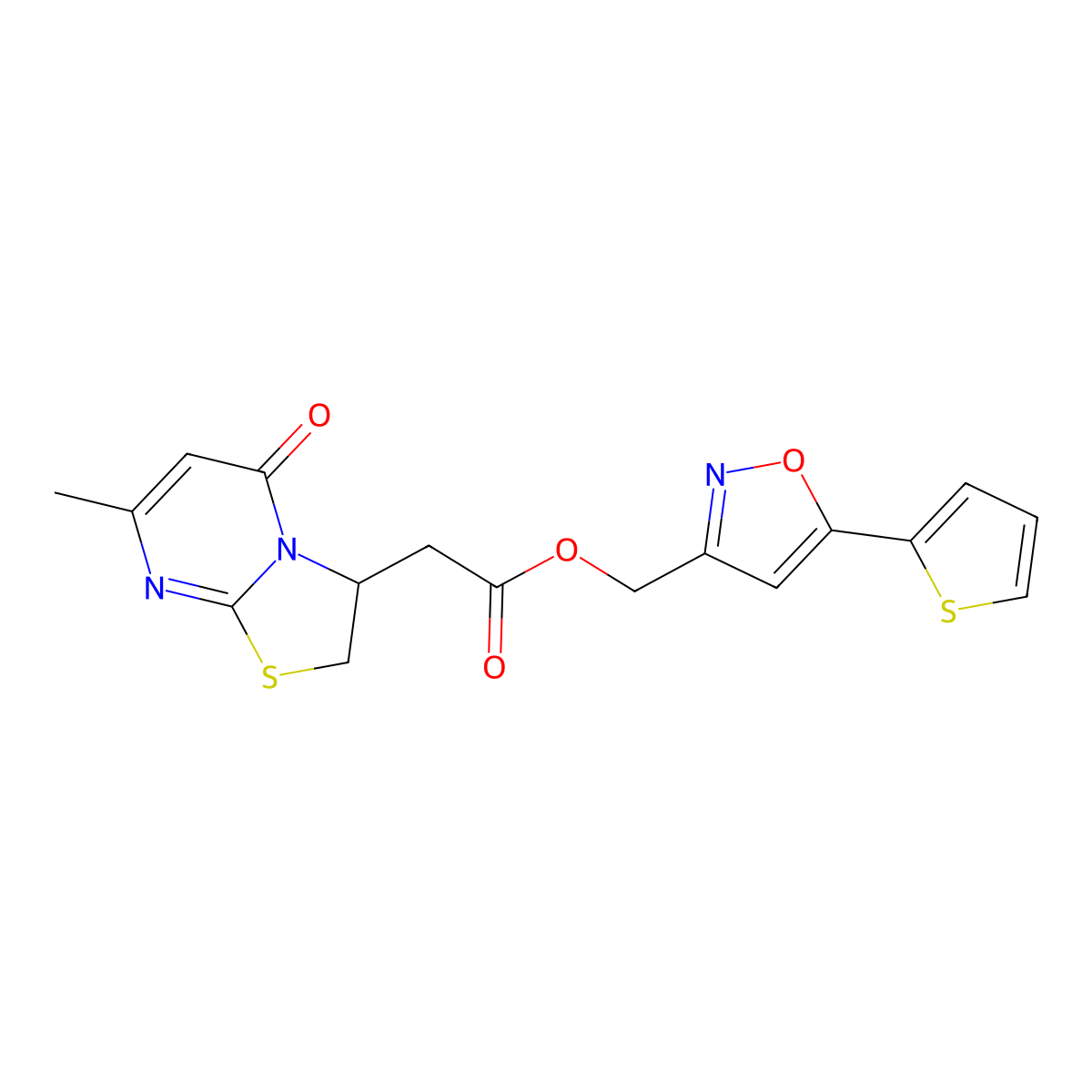 [5-(thiophen-2-yl)-1,2-oxazol-3-yl]methyl 2-{7-methyl-5-oxo-2H,3H,5H-[1,3]thiazolo[3,2-a]pyrimidin-3-yl}acetate molecular structure, CAS 1209960-74-6