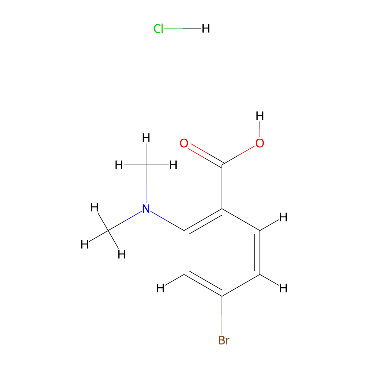4-Bromo-2-(dimethylamino)benzoic acid hydrochloride molecular structure, CAS 1209966-33-5
