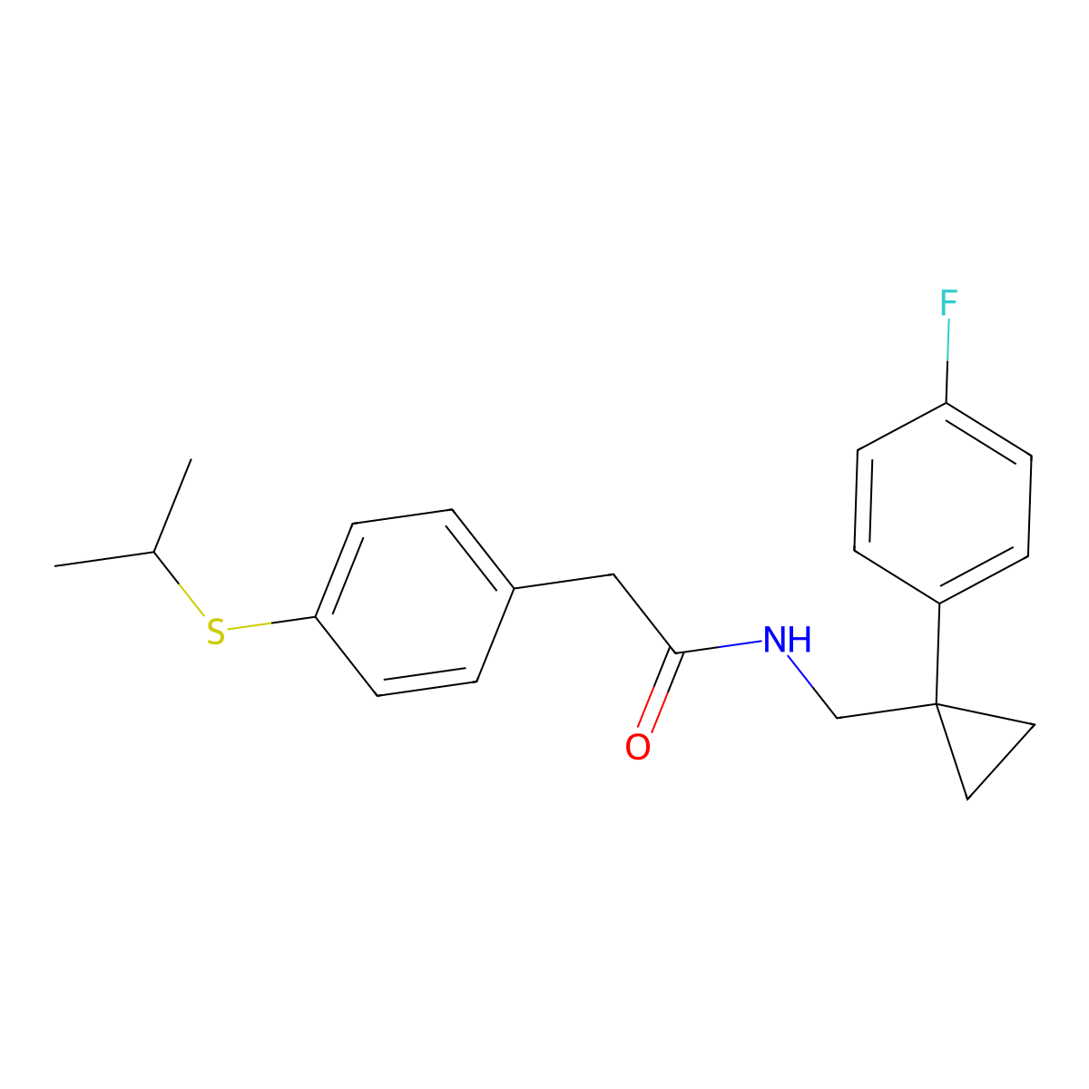 N-((1-(4-fluorophenyl)cyclopropyl)methyl)-2-(4-(isopropylthio)phenyl)acetamide molecular structure, CAS 1209970-44-4