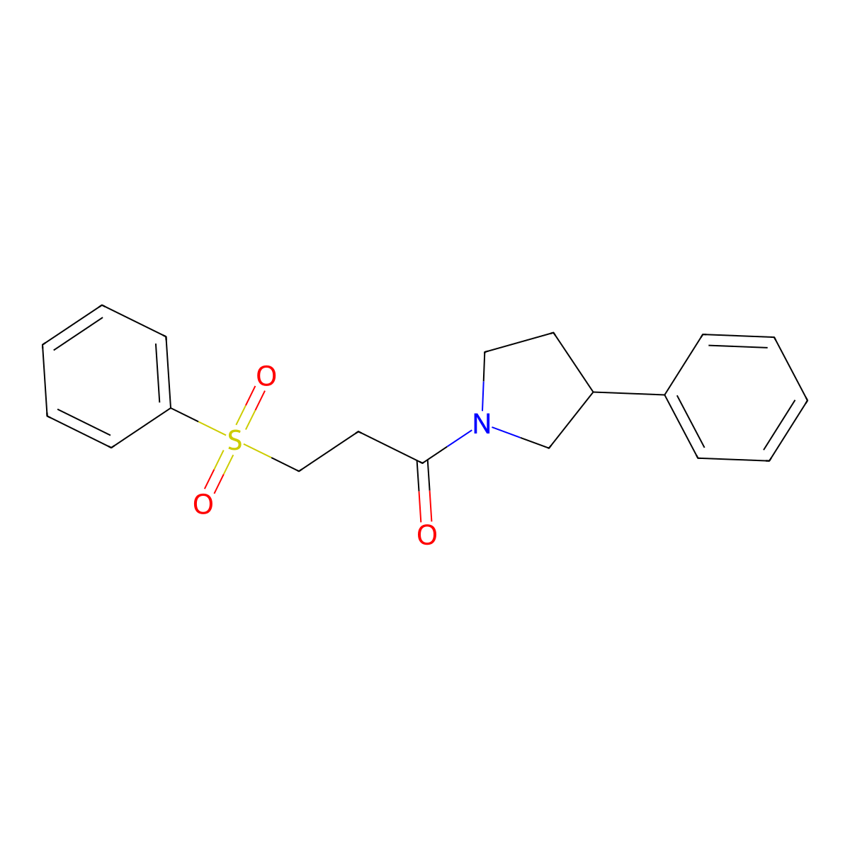 1-(3-Phenylpyrrolidin-1-yl)-3-(phenylsulfonyl)propan-1-one molecular structure, CAS 1209971-65-2