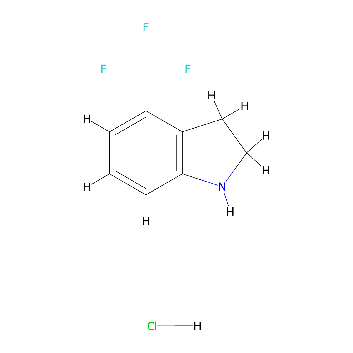 4-(trifluoromethyl)-2,3-dihydro-1H-indole hydrochloride molecular structure, CAS 1209980-57-3