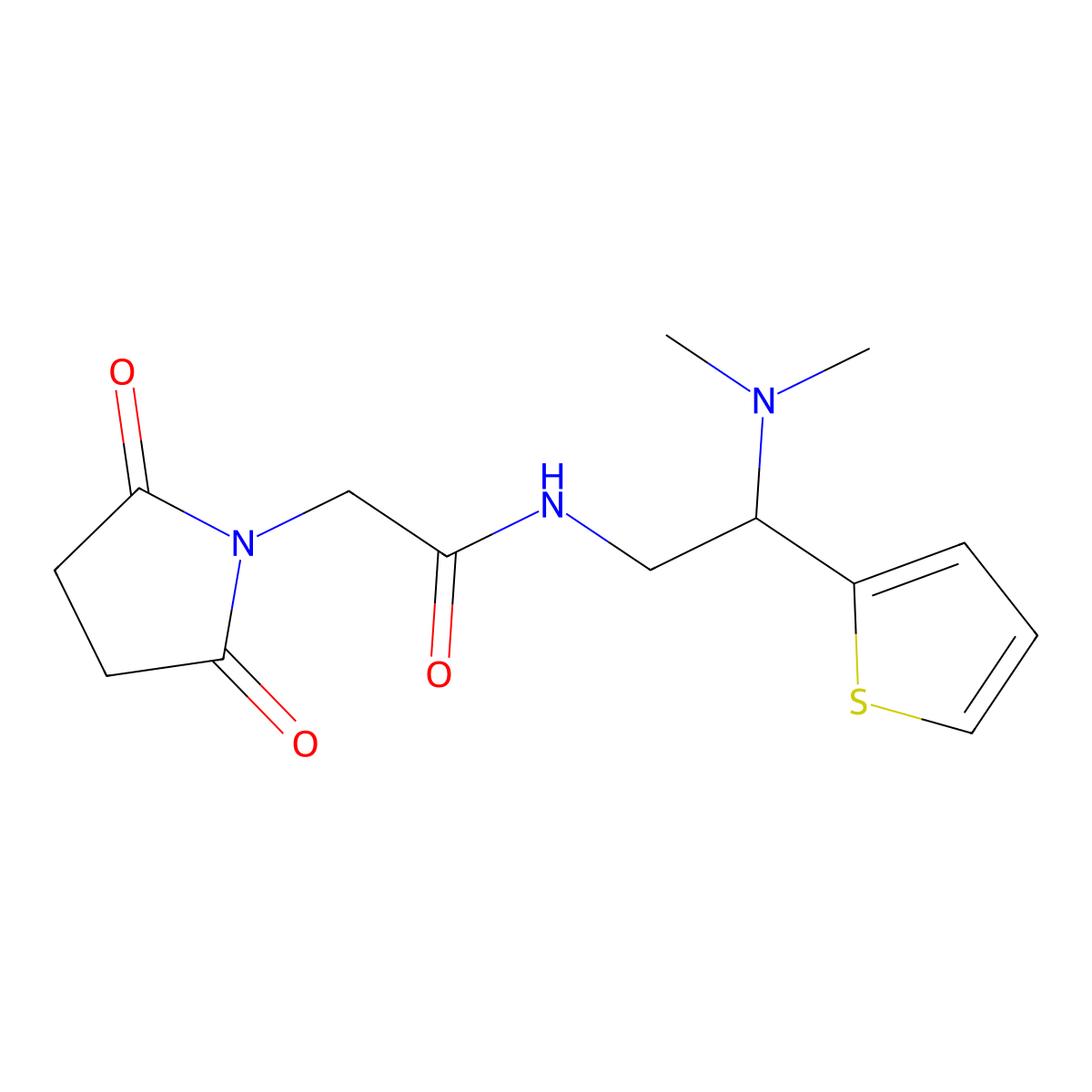 N-(2-(dimethylamino)-2-(thiophen-2-yl)ethyl)-2-(2,5-dioxopyrrolidin-1-yl)acetamide molecular structure, CAS 1209982-16-0