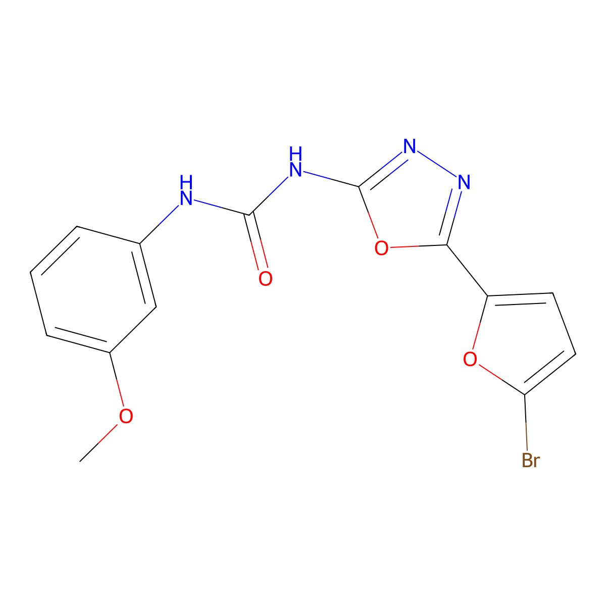 1-(5-(5-Bromofuran-2-yl)-1,3,4-oxadiazol-2-yl)-3-(3-methoxyphenyl)urea molecular structure, CAS 1209988-70-4