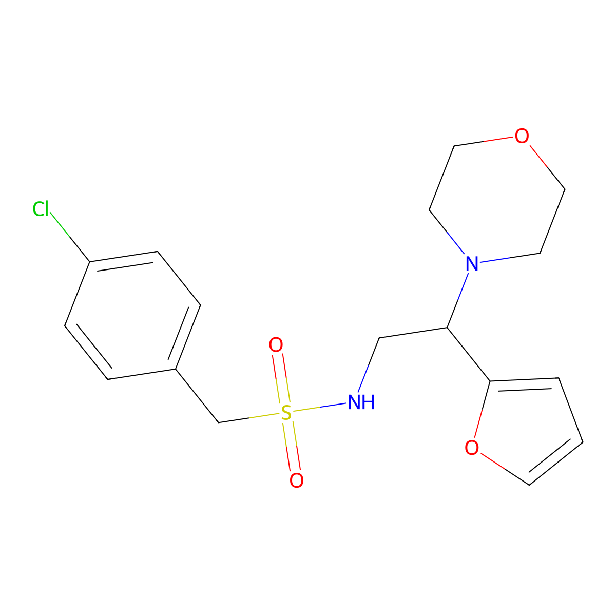 1-(4-chlorophenyl)-N-(2-(furan-2-yl)-2-morpholinoethyl)methanesulfonamide molecular structure, CAS 1209993-67-8