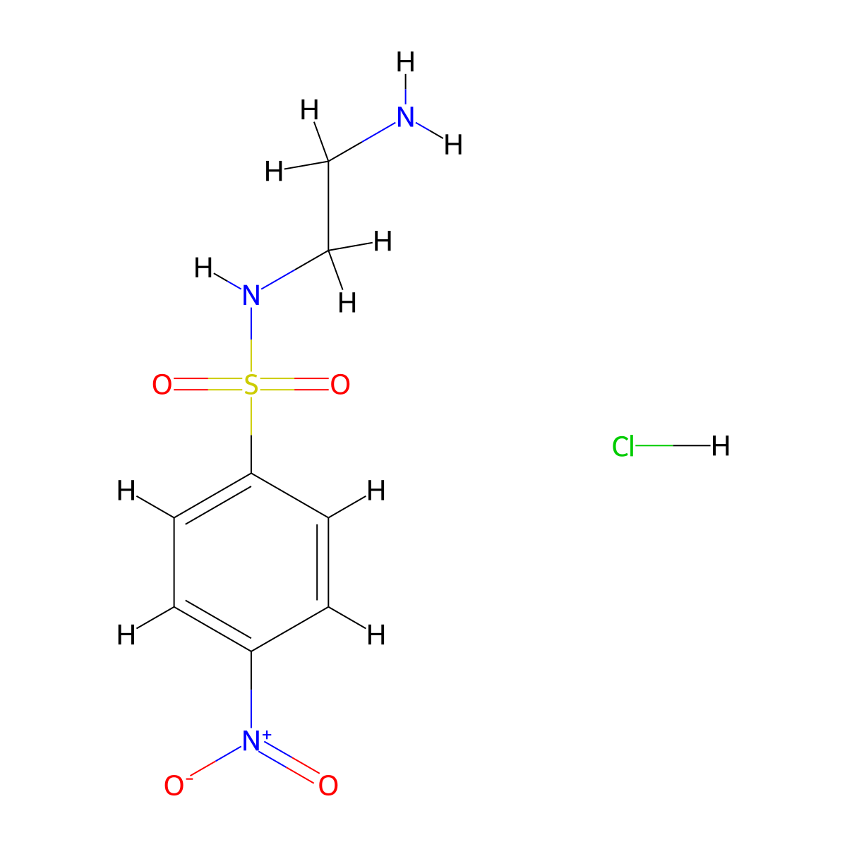 N-(2-aminoethyl)-4-nitrobenzene-1-sulfonamide hydrochloride molecular structure, CAS 1209994-16-0
