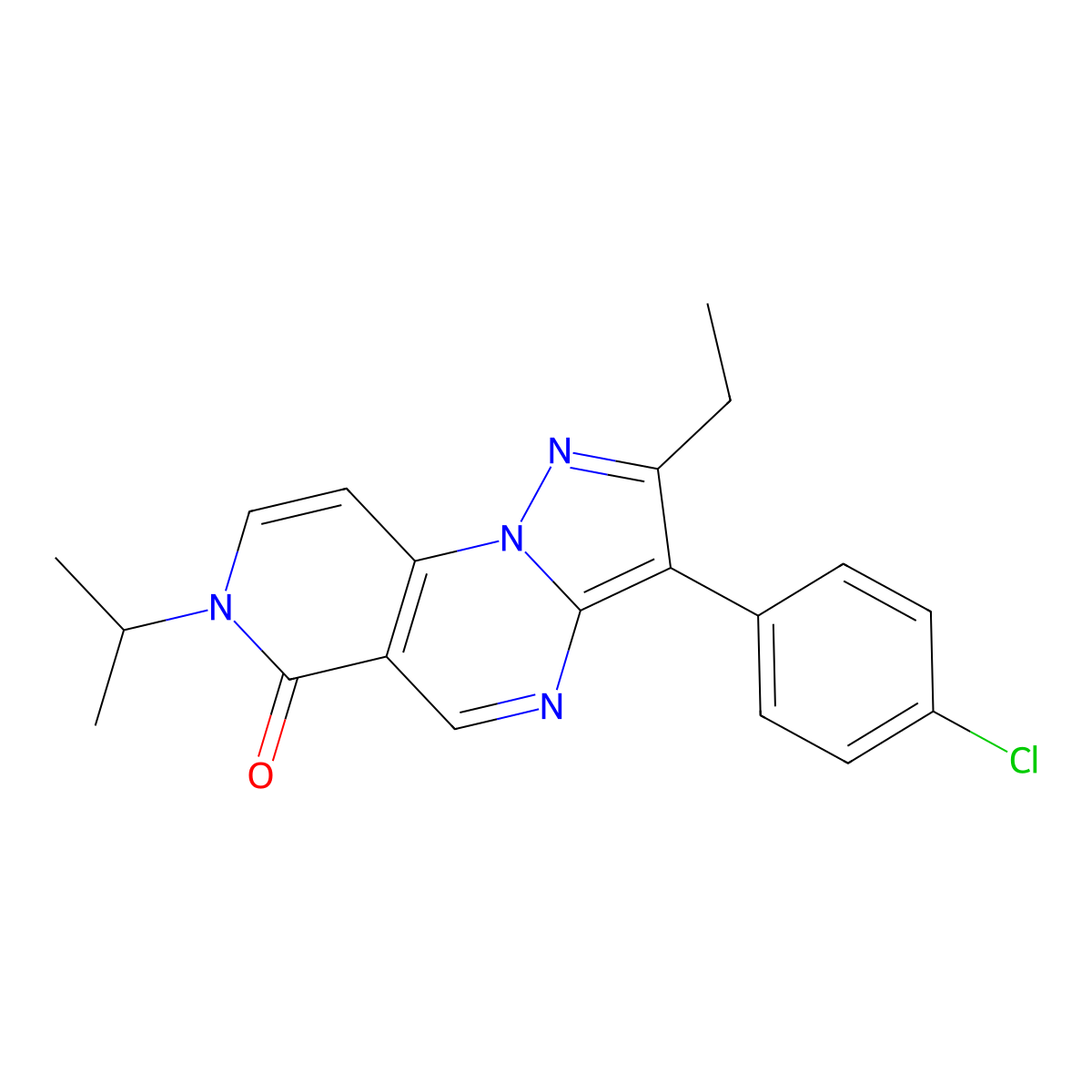 3-(4-chlorophenyl)-2-ethyl-7-isopropylpyrazolo[1,5-a]pyrido[3,4-e]pyrimidin-6(7H)-one molecular structure, CAS 1209996-35-9