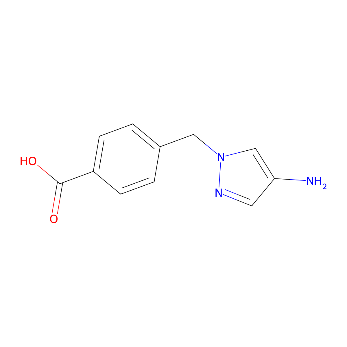4-[(4-amino-1H-pyrazol-1-yl)methyl]benzoic acid molecular structure, CAS 1209999-30-3