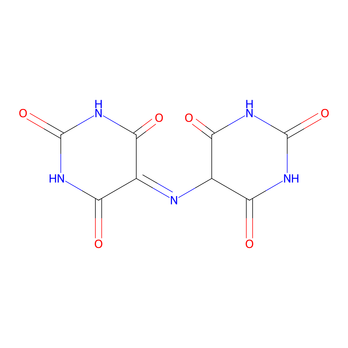 5,5'-Azanylylidene-bis-pyrimidine-2,4,6-trione molecular structure, CAS 121-08-4