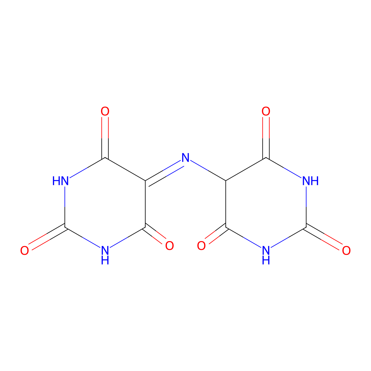 5,5'-Azanylylidene-bis-pyrimidine-2,4,6-trione molecular structure, CAS 121-08-4
