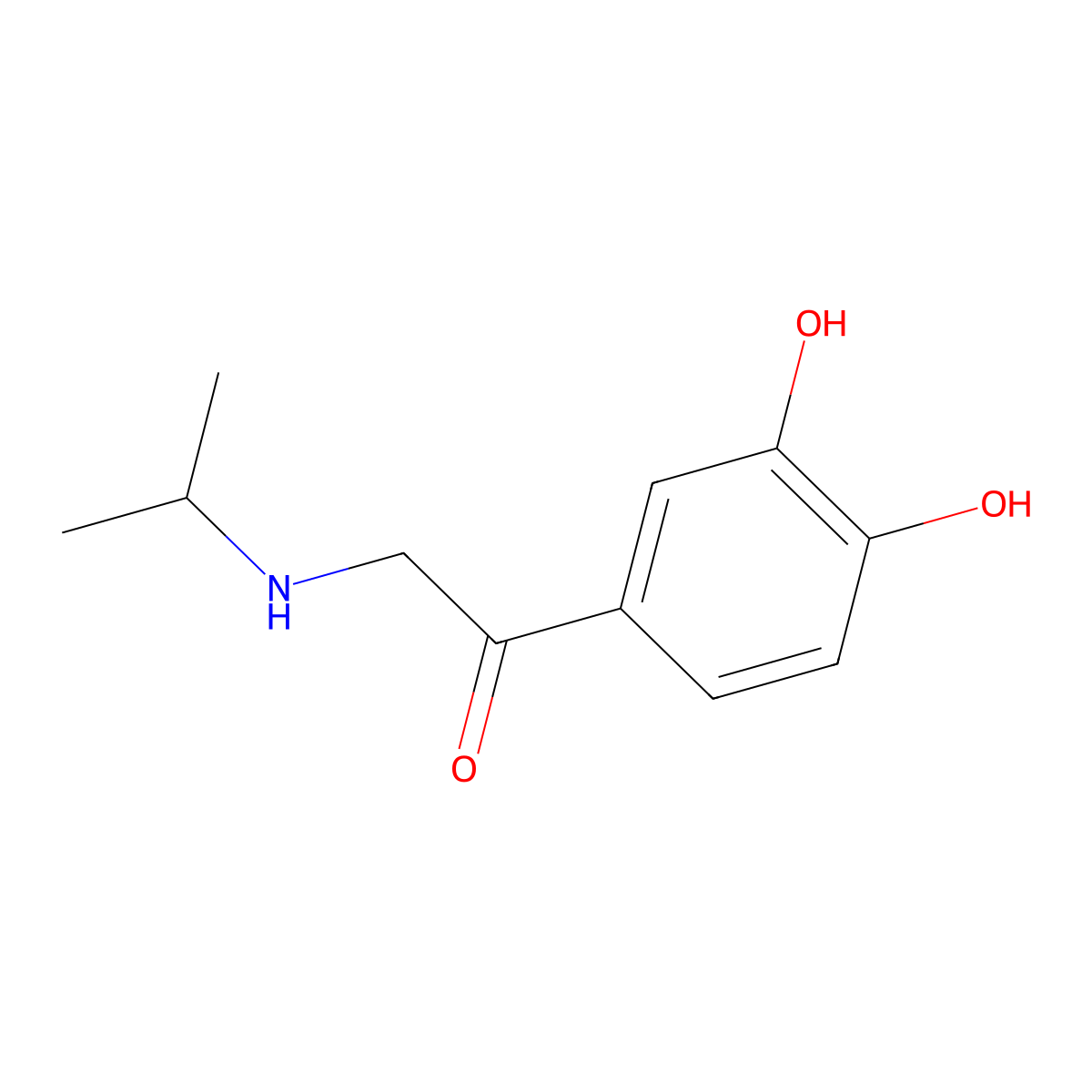 1-(3,4-Dihydroxyphenyl)-2-((1-methylethyl)amino)ethanone molecular structure, CAS 121-28-8