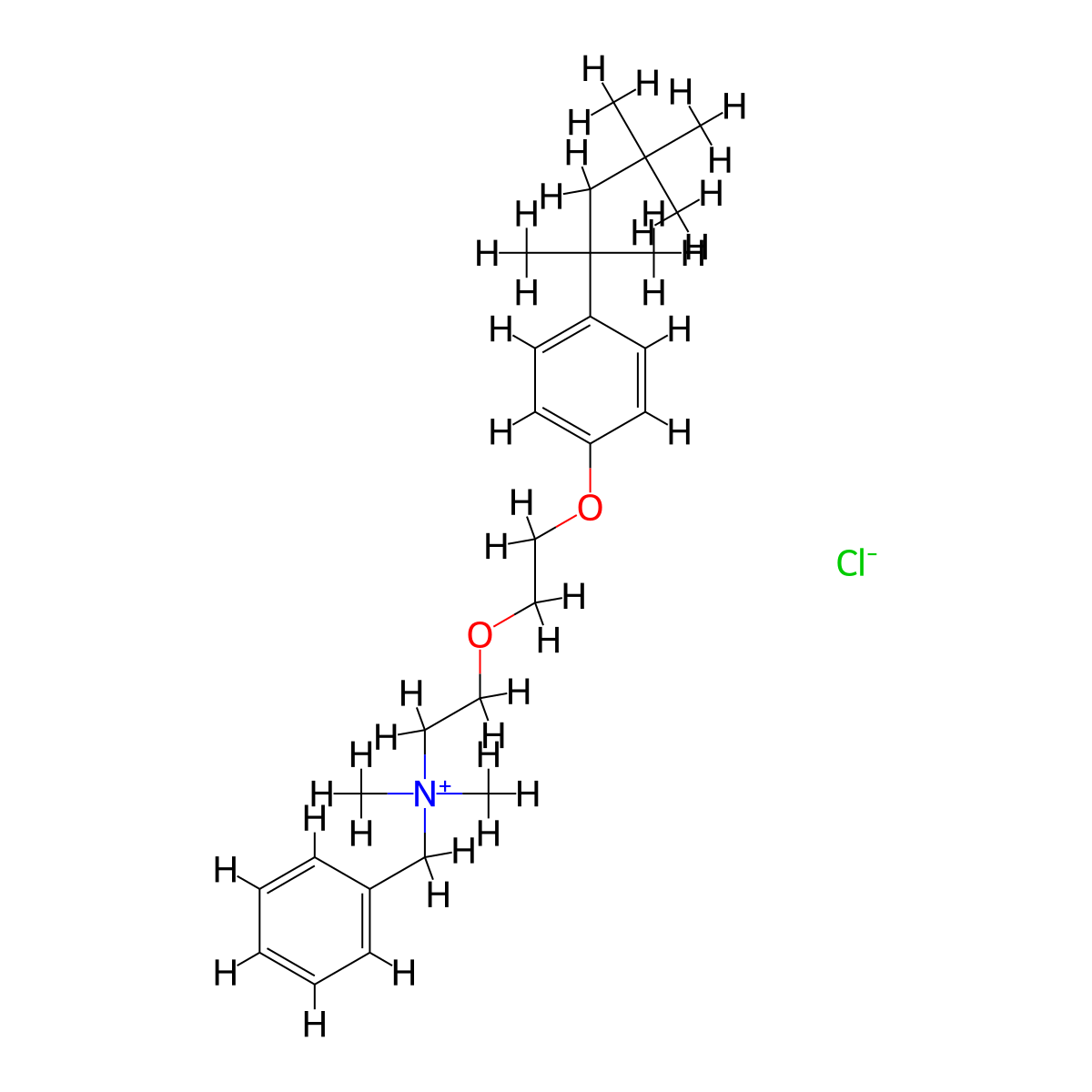 Benzethonium Chloride molecular structure, CAS 121-54-0