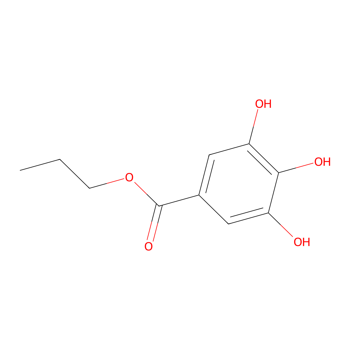 Propyl Gallate molecular structure, CAS 121-79-9
