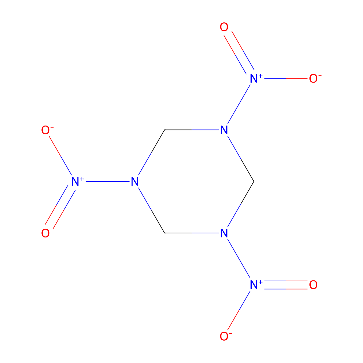Cyclonite molecular structure, CAS 121-82-4