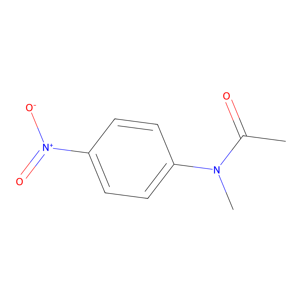 N-methyl-N-(4-nitrophenyl)acetamide molecular structure, CAS 121-95-9