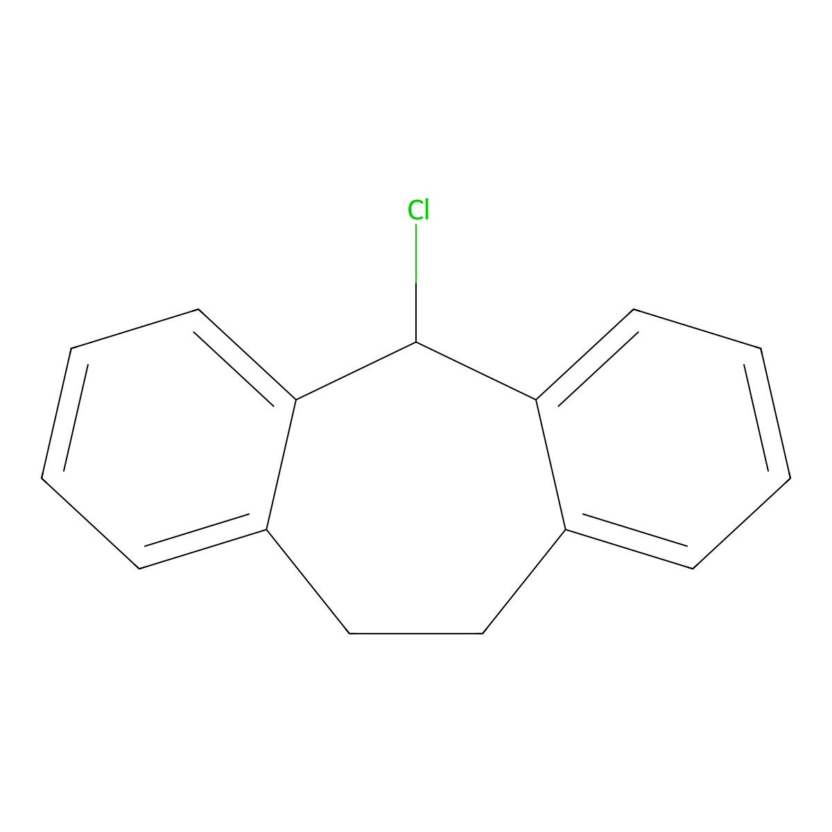 5H-Dibenzo(a,d)cycloheptene, 10,11-dihydro-5-chloro- molecular structure, CAS 1210-33-9
