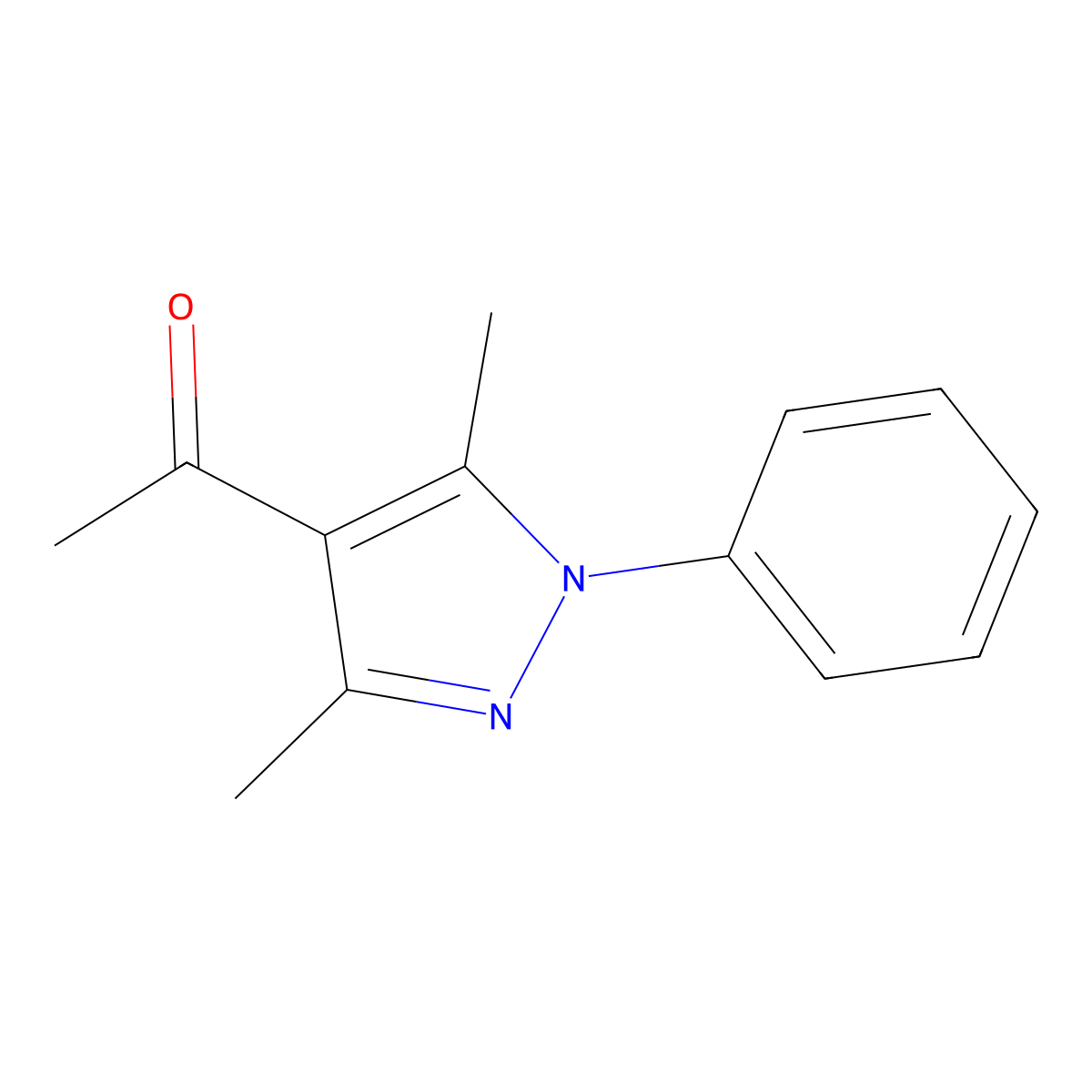 1-(3,5-Dimethyl-1-phenyl-1H-pyrazol-4-yl)ethanone molecular structure, CAS 1210-43-1
