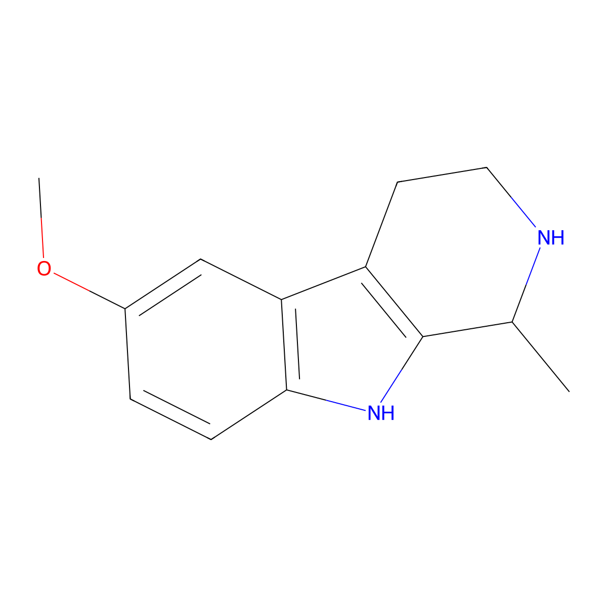 2,3,4,9-Tetrahydro-6-methoxy-1-methyl-1H-pyrido(3,4-b)indole molecular structure, CAS 1210-56-6