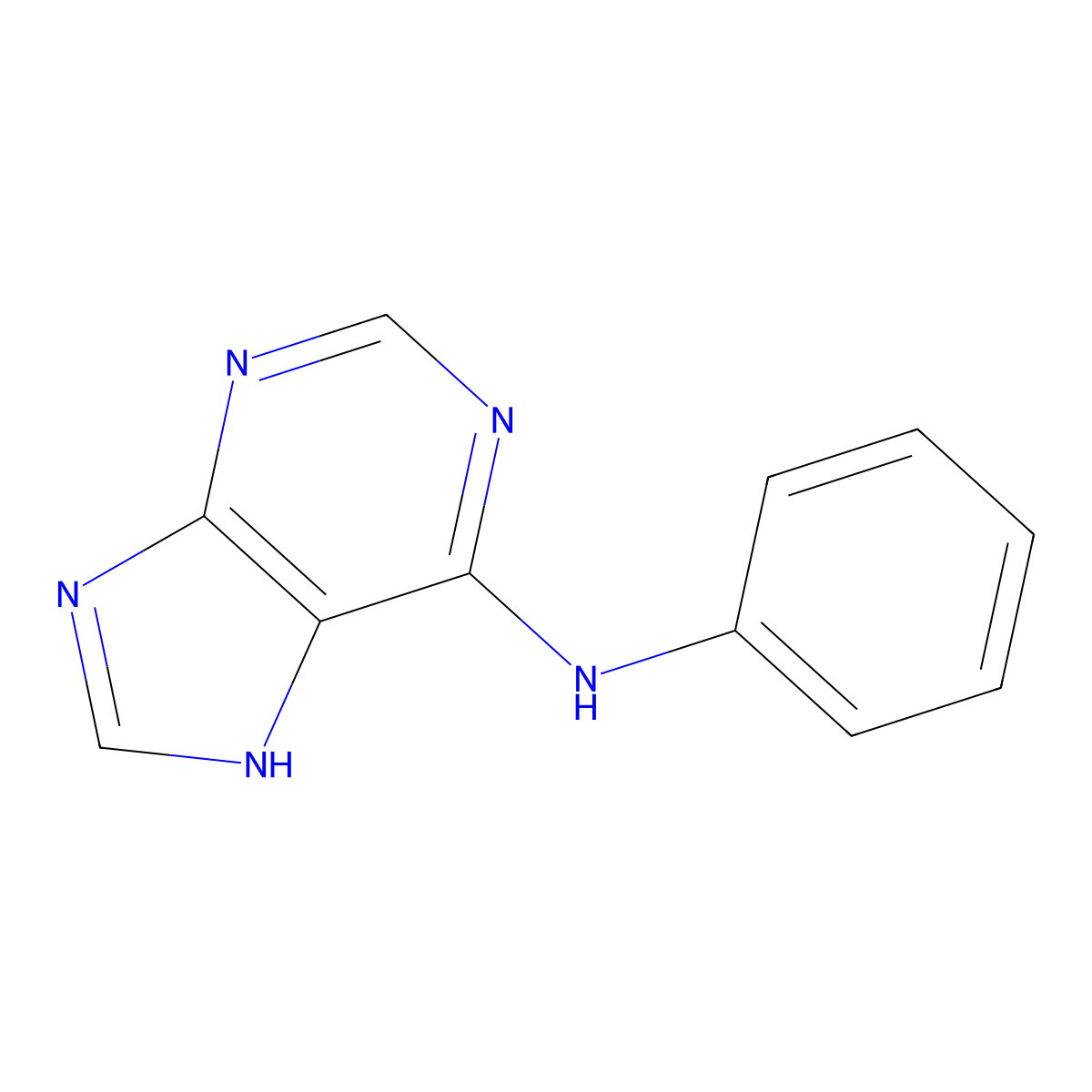 N-purin-6-ylaniline molecular structure, CAS 1210-66-8