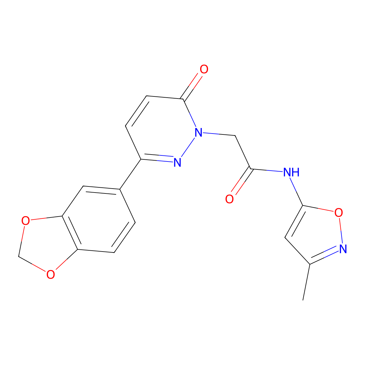 2-(3-(benzo[d][1,3]dioxol-5-yl)-6-oxopyridazin-1(6H)-yl)-N-(3-methylisoxazol-5-yl)acetamide molecular structure, CAS 1210001-06-1