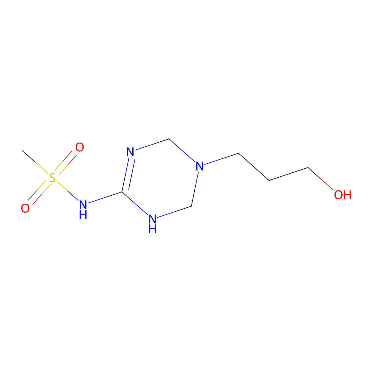 N-[5-(3-hydroxypropyl)-1,4,5,6-tetrahydro-1,3,5-triazin-2-yl]methanesulfonamide molecular structure, CAS 1210003-20-5