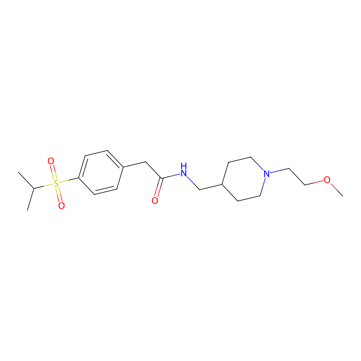 2-(4-(isopropylsulfonyl)phenyl)-N-((1-(2-methoxyethyl)piperidin-4-yl)methyl)acetamide molecular structure, CAS 1210014-19-9