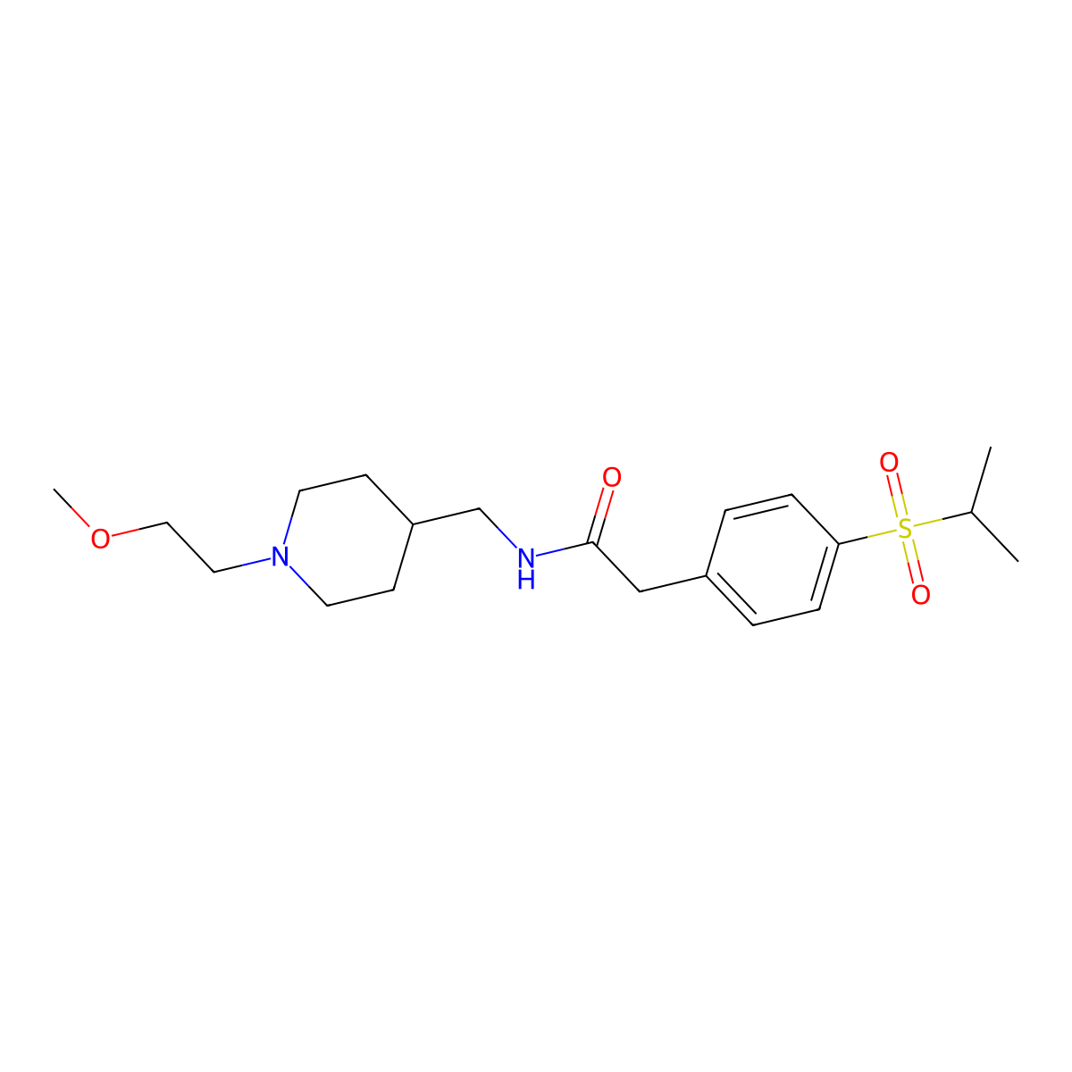 2-(4-(isopropylsulfonyl)phenyl)-N-((1-(2-methoxyethyl)piperidin-4-yl)methyl)acetamide molecular structure, CAS 1210014-19-9