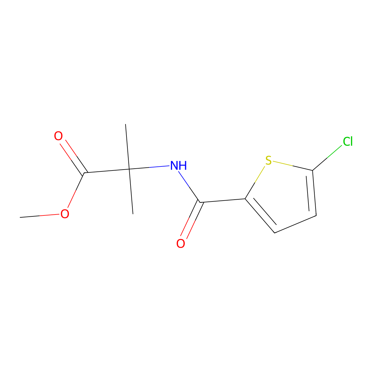 Methyl 2-(5-chlorothiophene-2-carboxamido)-2-methylpropanoate molecular structure, CAS 1210015-49-8