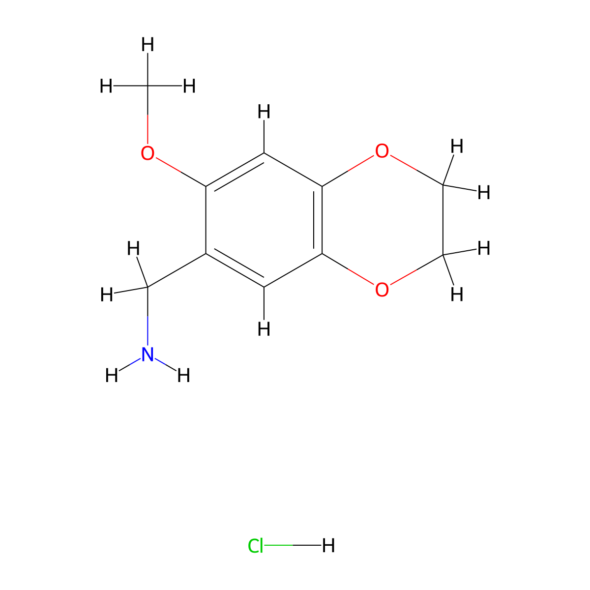 (7-Methoxy-2,3-dihydrobenzo[b][1,4]dioxin-6-yl)methanamine hydrochloride molecular structure, CAS 1210015-85-2