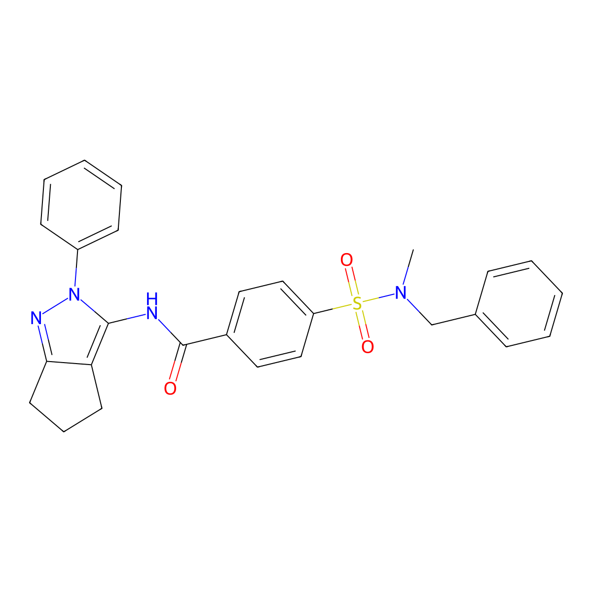 4-[benzyl(methyl)sulfamoyl]-N-{2-phenyl-2H,4H,5H,6H-cyclopenta[c]pyrazol-3-yl}benzamide molecular structure, CAS 1210018-11-3