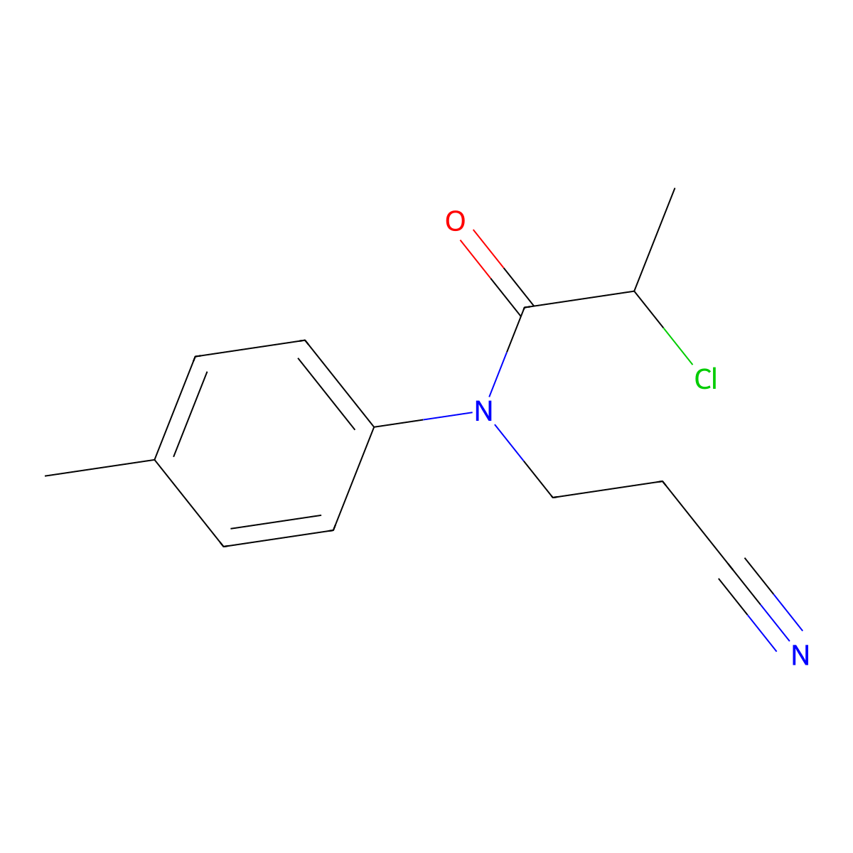 2-chloro-N-(2-cyanoethyl)-N-(4-methylphenyl)propanamide molecular structure, CAS 1210020-81-7