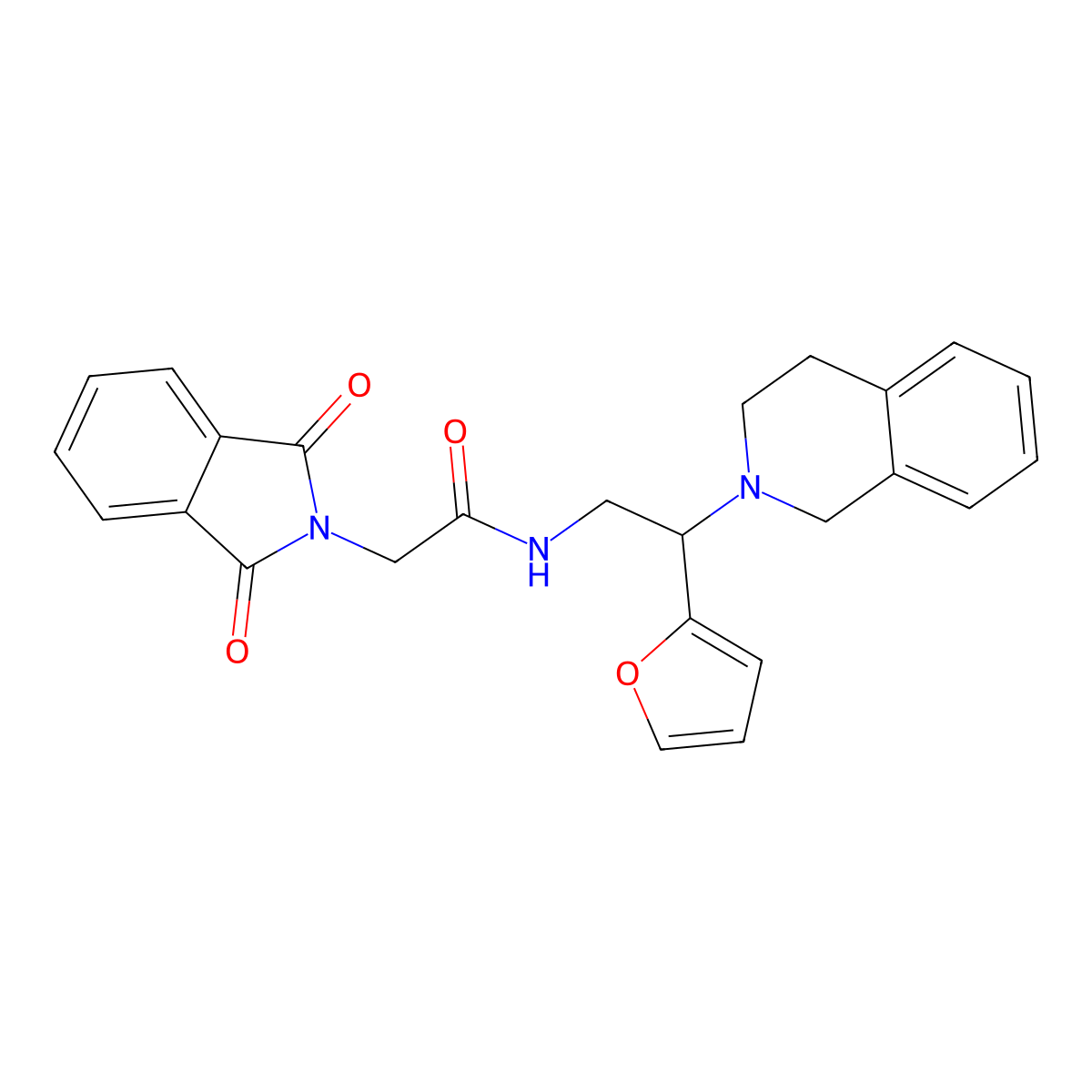 N-(2-(3,4-dihydroisoquinolin-2(1H)-yl)-2-(furan-2-yl)ethyl)-2-(1,3-dioxoisoindolin-2-yl)acetamide molecular structure, CAS 1210021-28-5