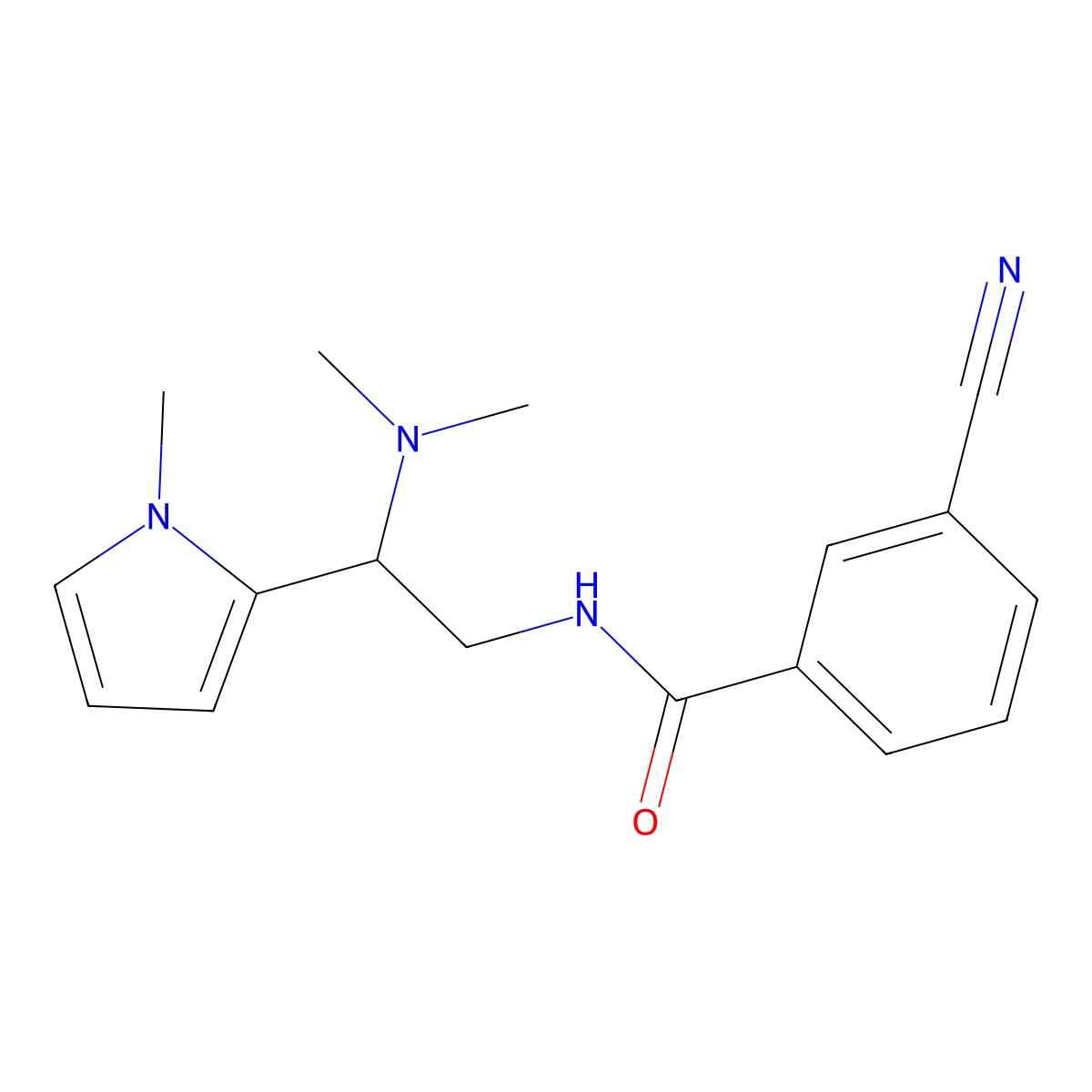 3-cyano-N-[2-(dimethylamino)-2-(1-methyl-1H-pyrrol-2-yl)ethyl]benzamide molecular structure, CAS 1210023-57-6