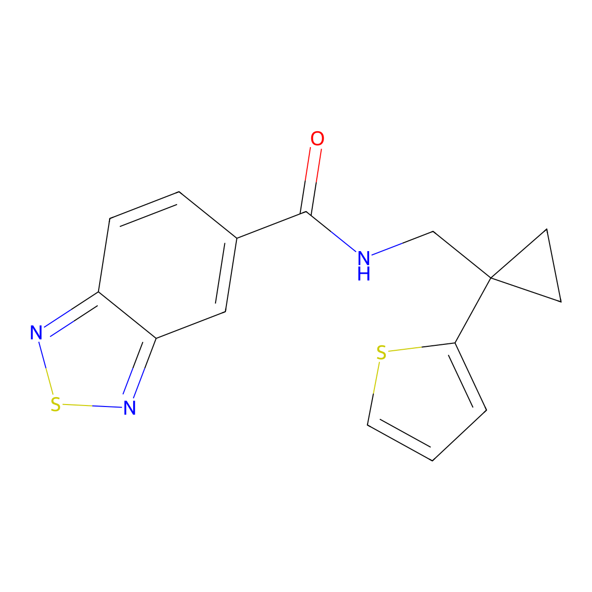 N-((1-(thiophen-2-yl)cyclopropyl)methyl)benzo[c][1,2,5]thiadiazole-5-carboxamide molecular structure, CAS 1210023-85-0