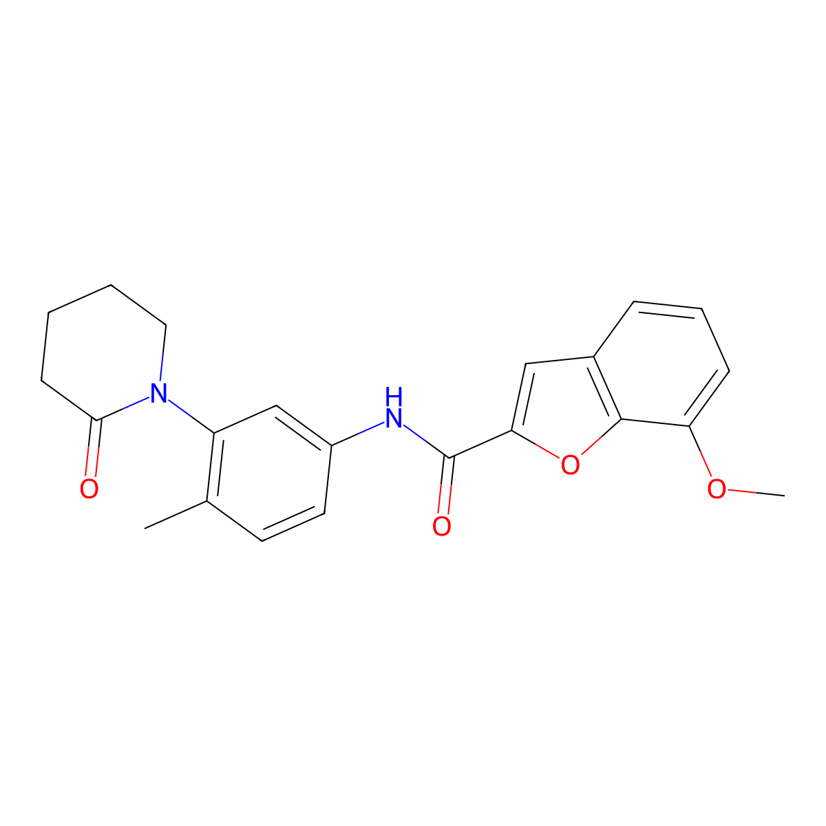 7-methoxy-N-(4-methyl-3-(2-oxopiperidin-1-yl)phenyl)benzofuran-2-carboxamide molecular structure, CAS 1210024-93-3