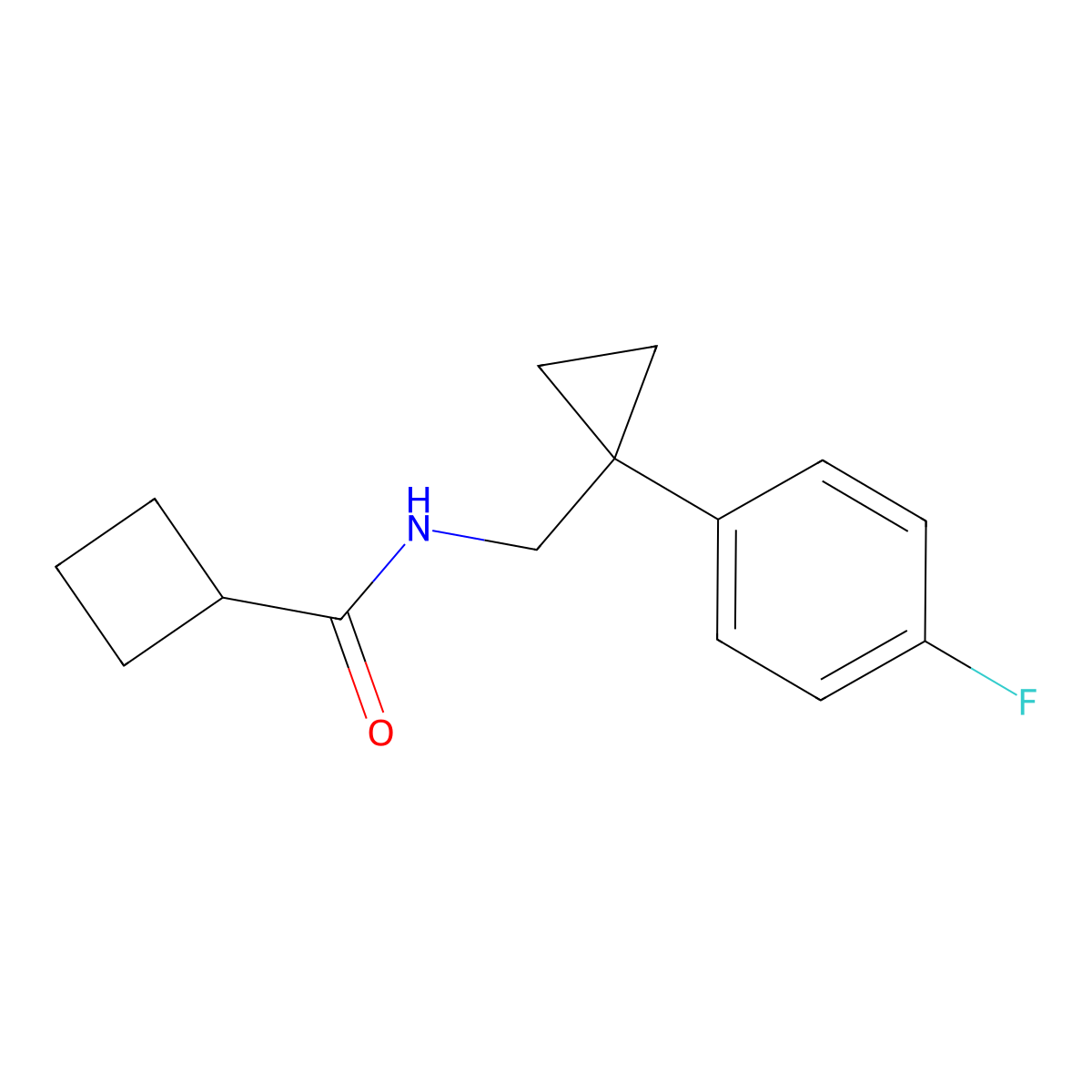 N-((1-(4-fluorophenyl)cyclopropyl)methyl)cyclobutanecarboxamide molecular structure, CAS 1210029-40-5