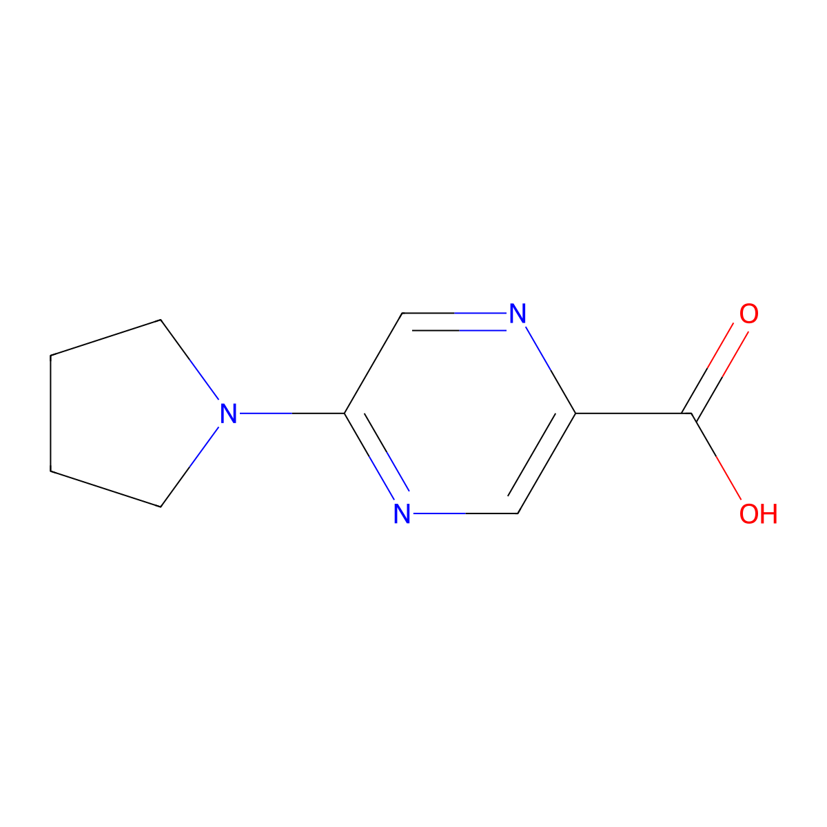 5-(Pyrrolidin-1-yl)pyrazine-2-carboxylic acid molecular structure, CAS 1210030-17-3