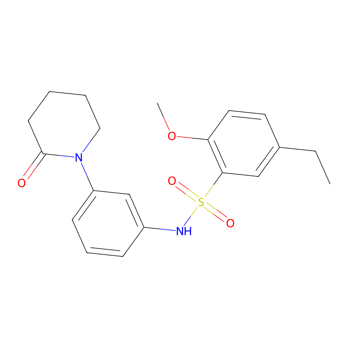 5-ethyl-2-methoxy-N-(3-(2-oxopiperidin-1-yl)phenyl)benzenesulfonamide molecular structure, CAS 1210033-61-6