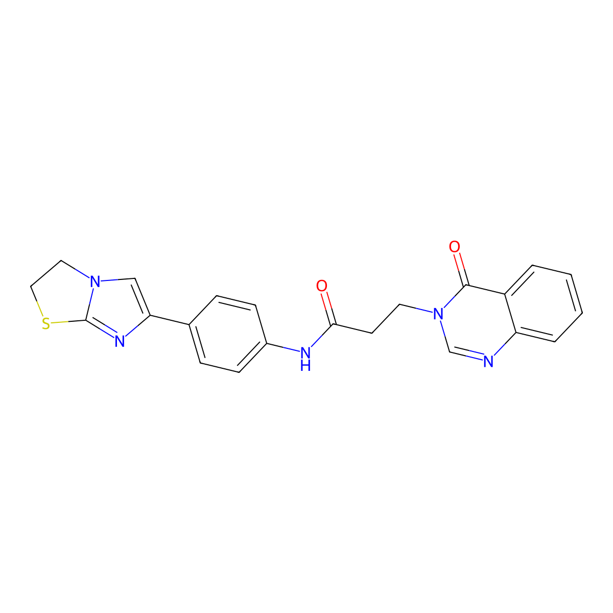 N-(4-(2,3-dihydroimidazo[2,1-b]thiazol-6-yl)phenyl)-3-(4-oxoquinazolin-3(4H)-yl)propanamide molecular structure, CAS 1210035-14-5