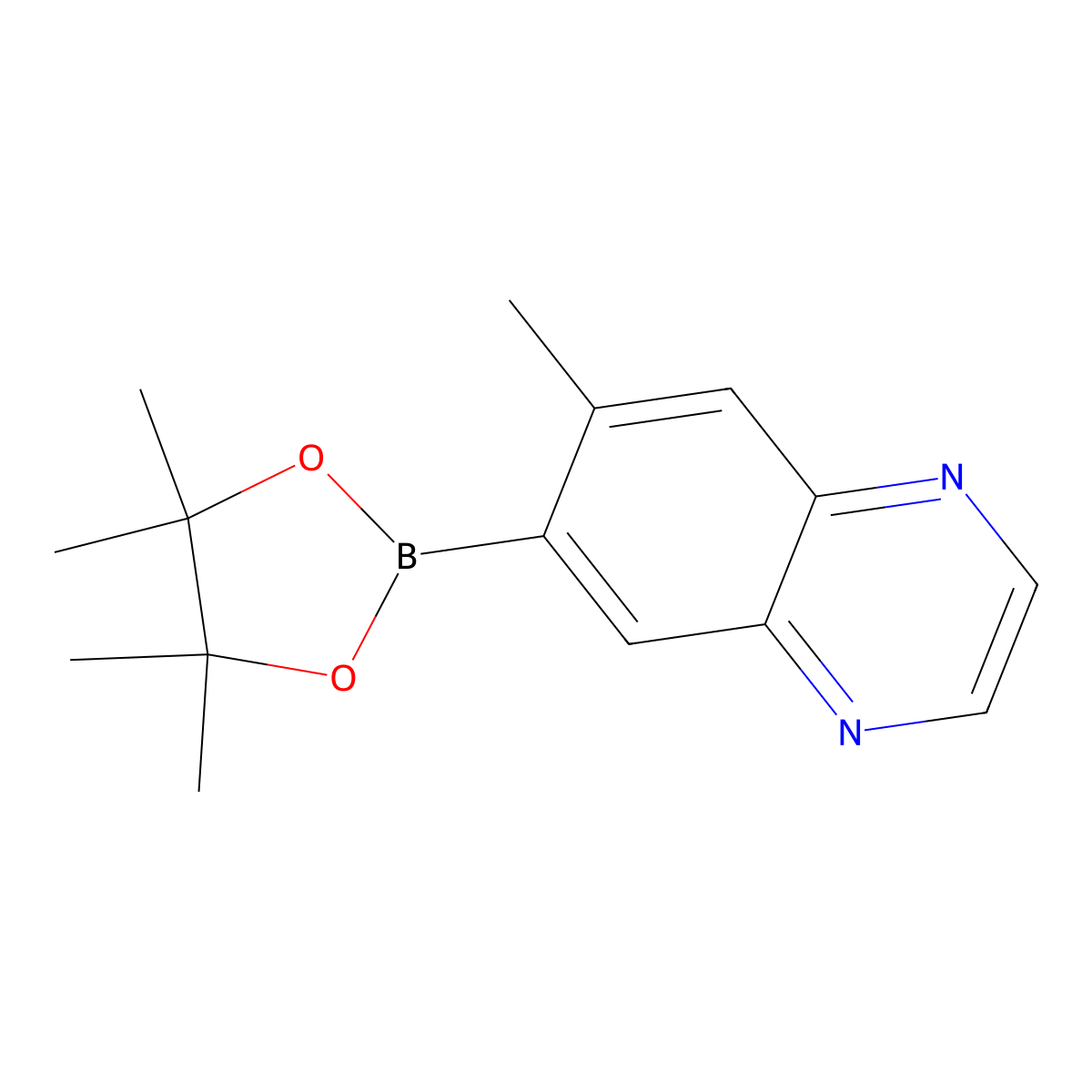 6-Methyl-7-(tetramethyl-1,3,2-dioxaborolan-2-yl)quinoxaline molecular structure, CAS 1210047-61-2