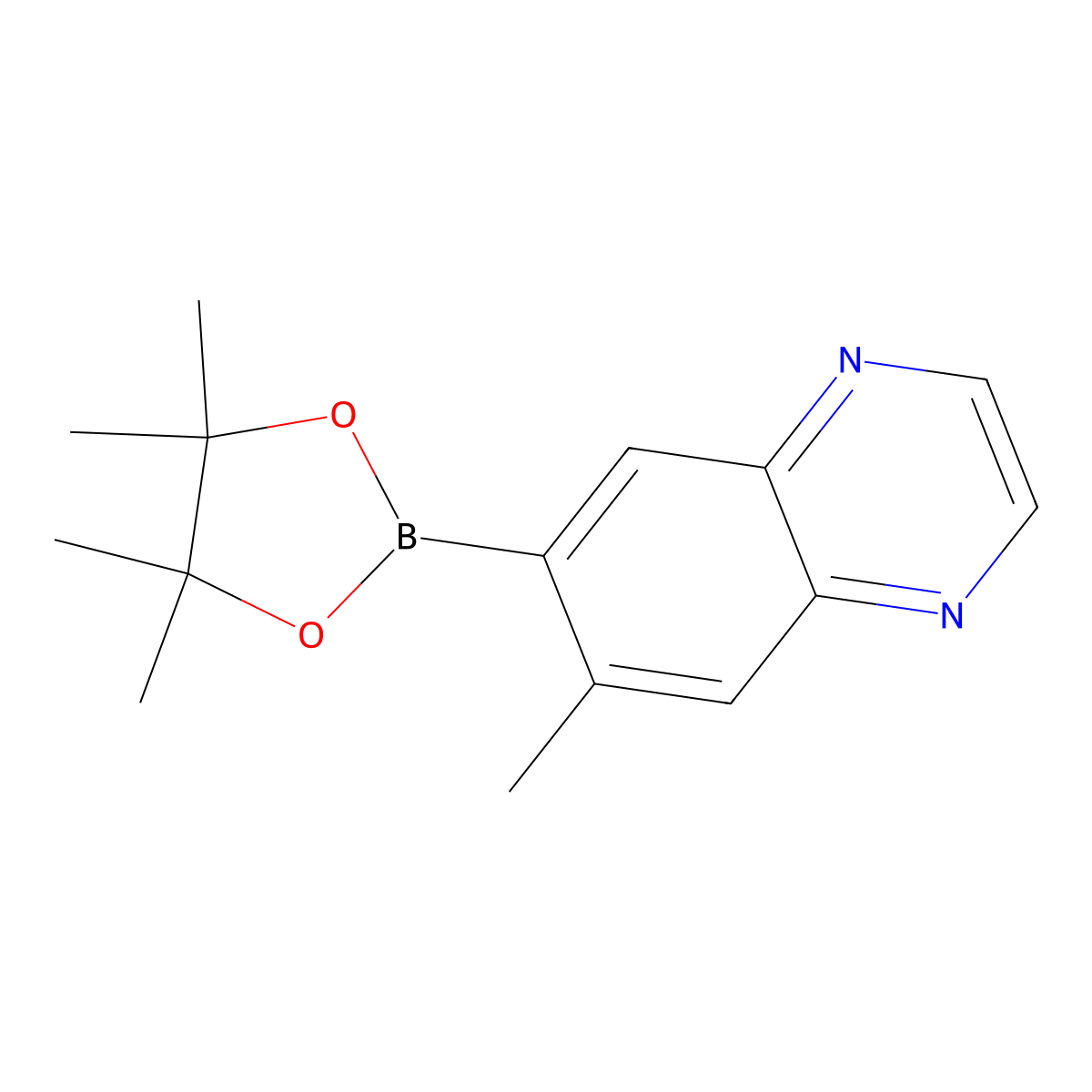 6-Methyl-7-(tetramethyl-1,3,2-dioxaborolan-2-yl)quinoxaline molecular structure, CAS 1210047-61-2
