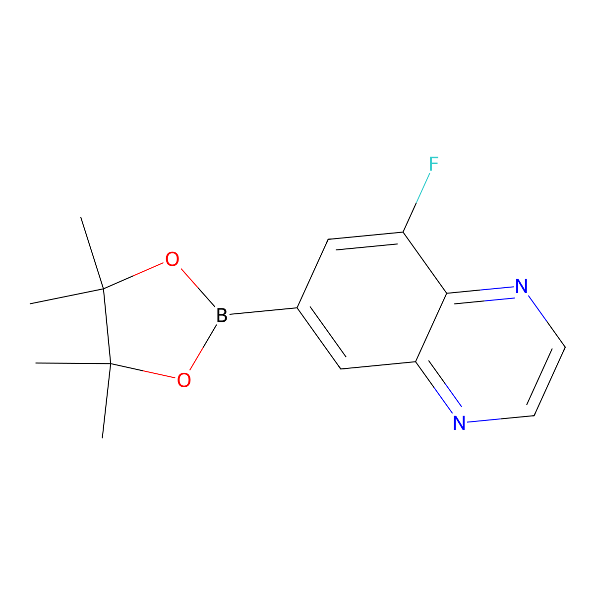 5-Fluoro-7-(4,4,5,5-tetramethyl-1,3,2-dioxaborolan-2-yl)quinoxaline molecular structure, CAS 1210048-06-8
