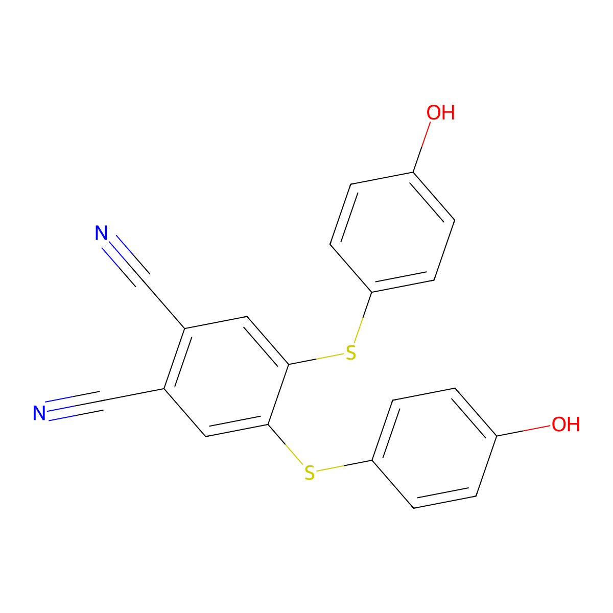 4,5-Bis((4-hydroxyphenyl)thio)phthalonitrile molecular structure, CAS 1210049-82-3