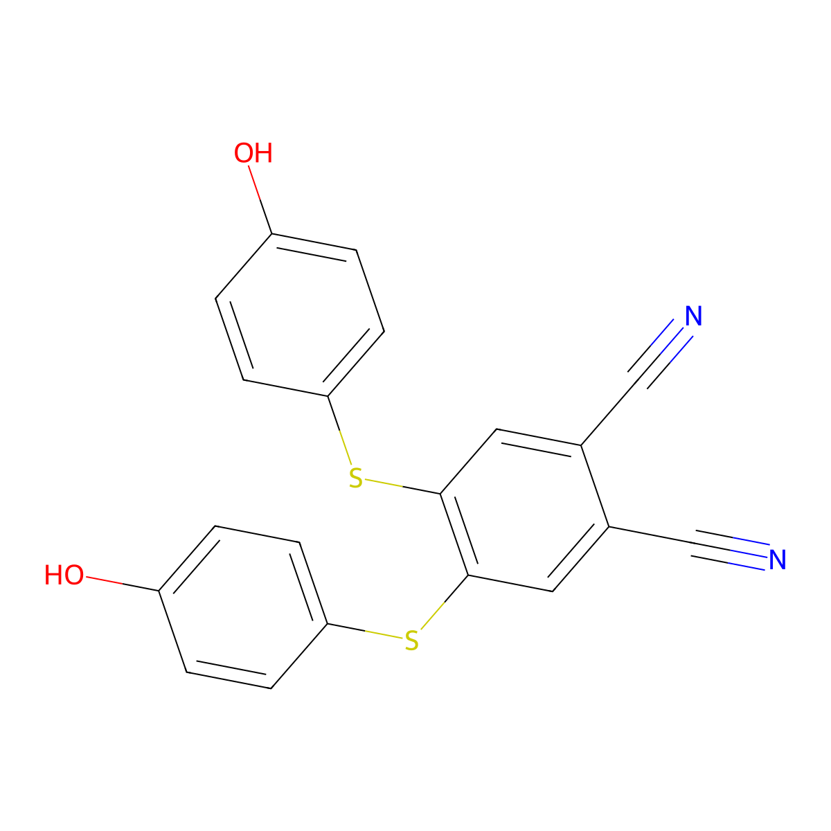 4,5-Bis((4-hydroxyphenyl)thio)phthalonitrile molecular structure, CAS 1210049-82-3