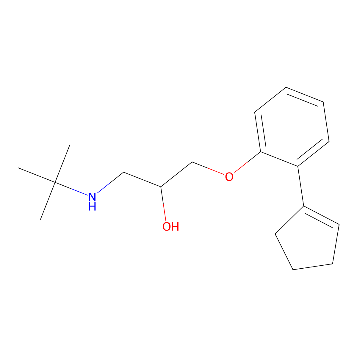 (+-)-1-(2-(1-Cyclopenten-1-yl)phenoxy)-3-((1,1-dimethylethyl)amino)-2-propanol molecular structure, CAS 121010-10-4