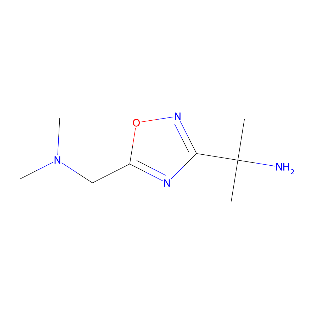 2-{5-[(Dimethylamino)methyl]-1,2,4-oxadiazol-3-yl}propan-2-amine molecular structure, CAS 1210110-83-0