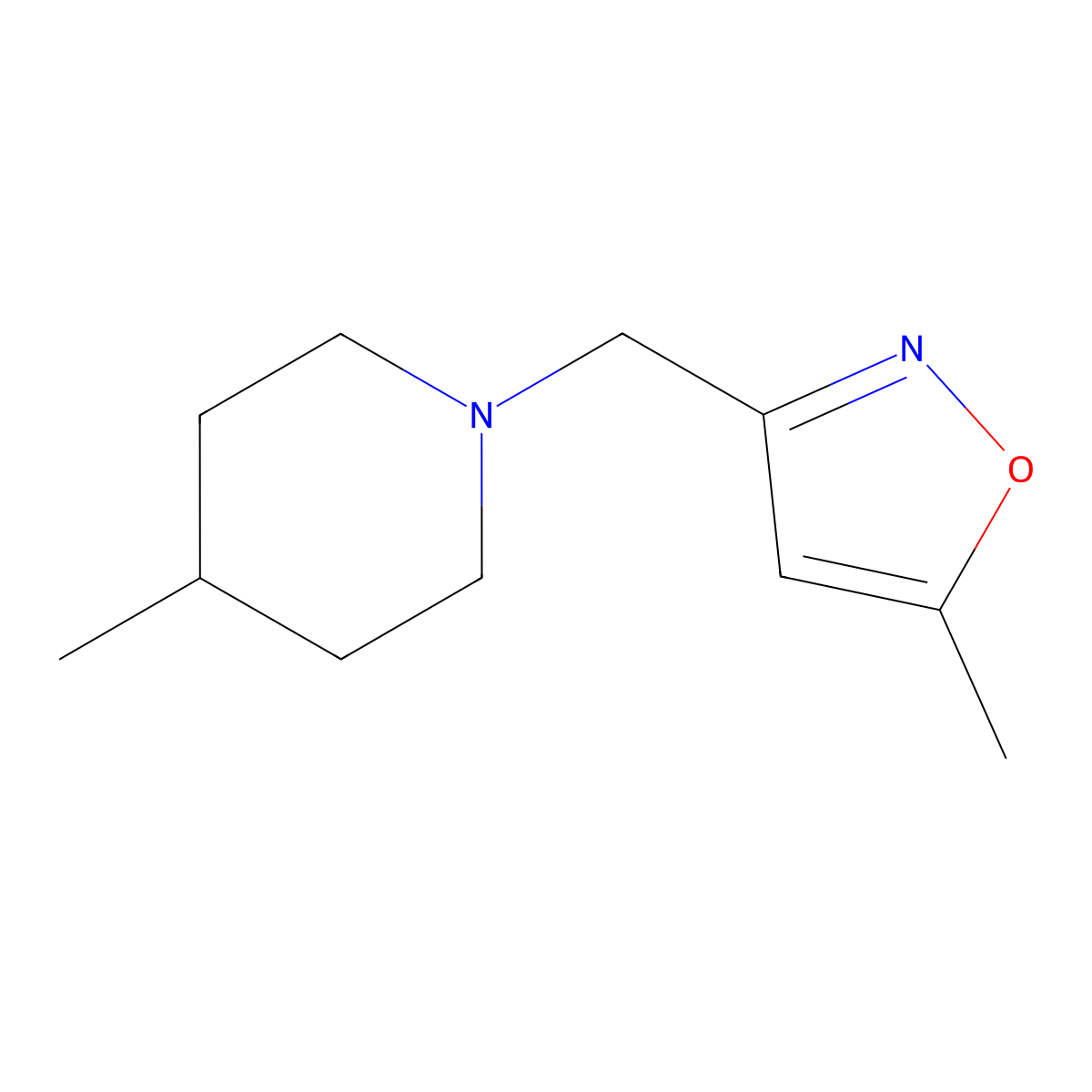 4-Methyl-1-[(5-methyl-1,2-oxazol-3-YL)methyl]piperidine molecular structure, CAS 1210112-56-3