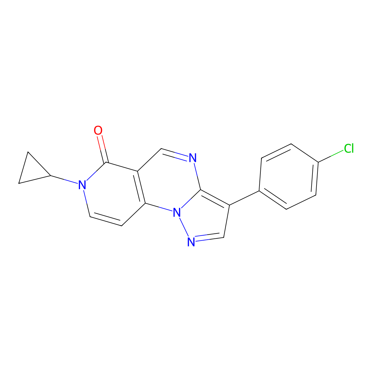 3-(4-chlorophenyl)-7-cyclopropylpyrazolo[1,5-a]pyrido[3,4-e]pyrimidin-6(7H)-one molecular structure, CAS 1210113-97-5