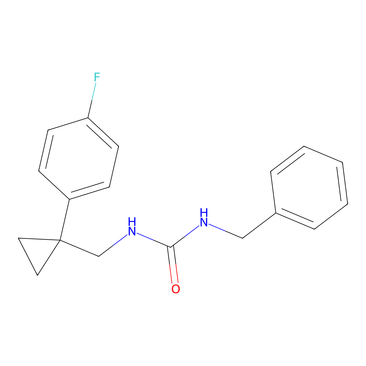 1-Benzyl-3-((1-(4-fluorophenyl)cyclopropyl)methyl)urea molecular structure, CAS 1210114-47-8